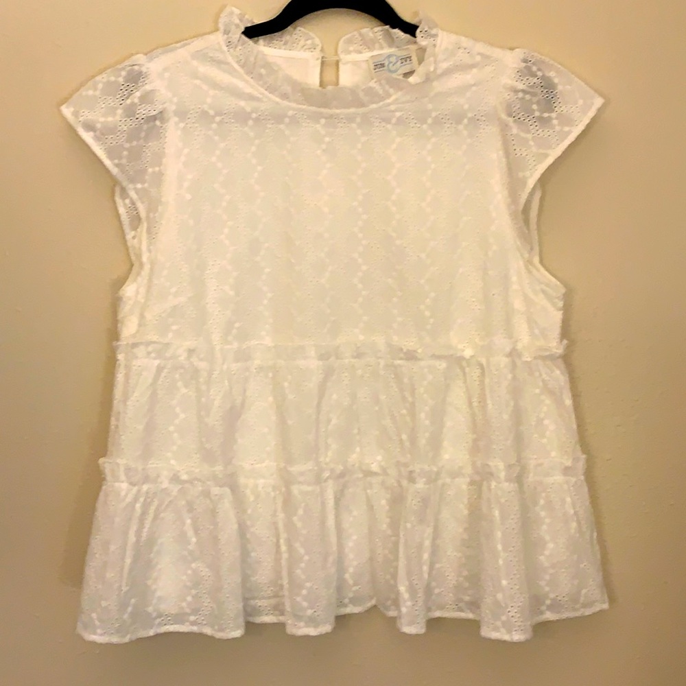 NWOT Francesca’s Babydoll Lace Ruffle Top